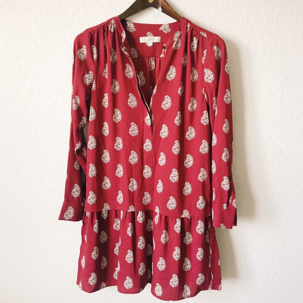 Loft Dress Causal Burgundy